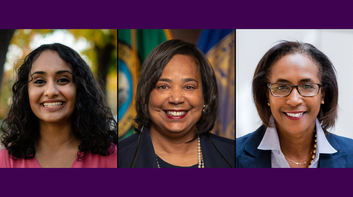 Sukhi Samra, Executive Director, Mayors for a GI; Tacoma Mayor Victoria Woodards; Dona Ponepinto, United Way of Pierce County